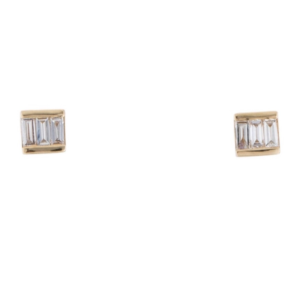 Ef Collection Baguette Diamond Stud Earrings, 14k… - image 1